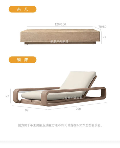 Nordic Outdoor Sofa Teak Sun Protection Waterproof Villa Garden Balcony Preservative Wood Outdoor Solid Wood Open-air Rattan Cha