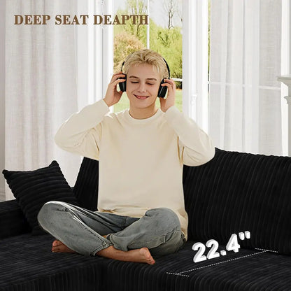 108 Inch L-Shape Sectional Sofa with 3-Seat Cloud Cushion Couch and Oversized Chaise Lounge for Living Room and Office