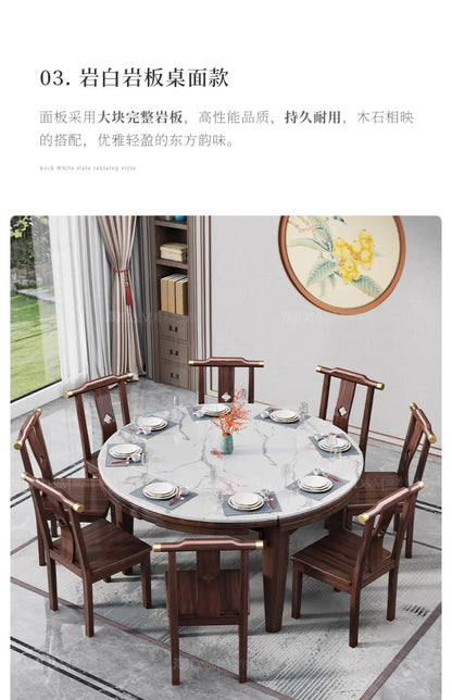 AB rock slab folding dining table telescopic combination purple gold sandalwood small apartment household round dining table