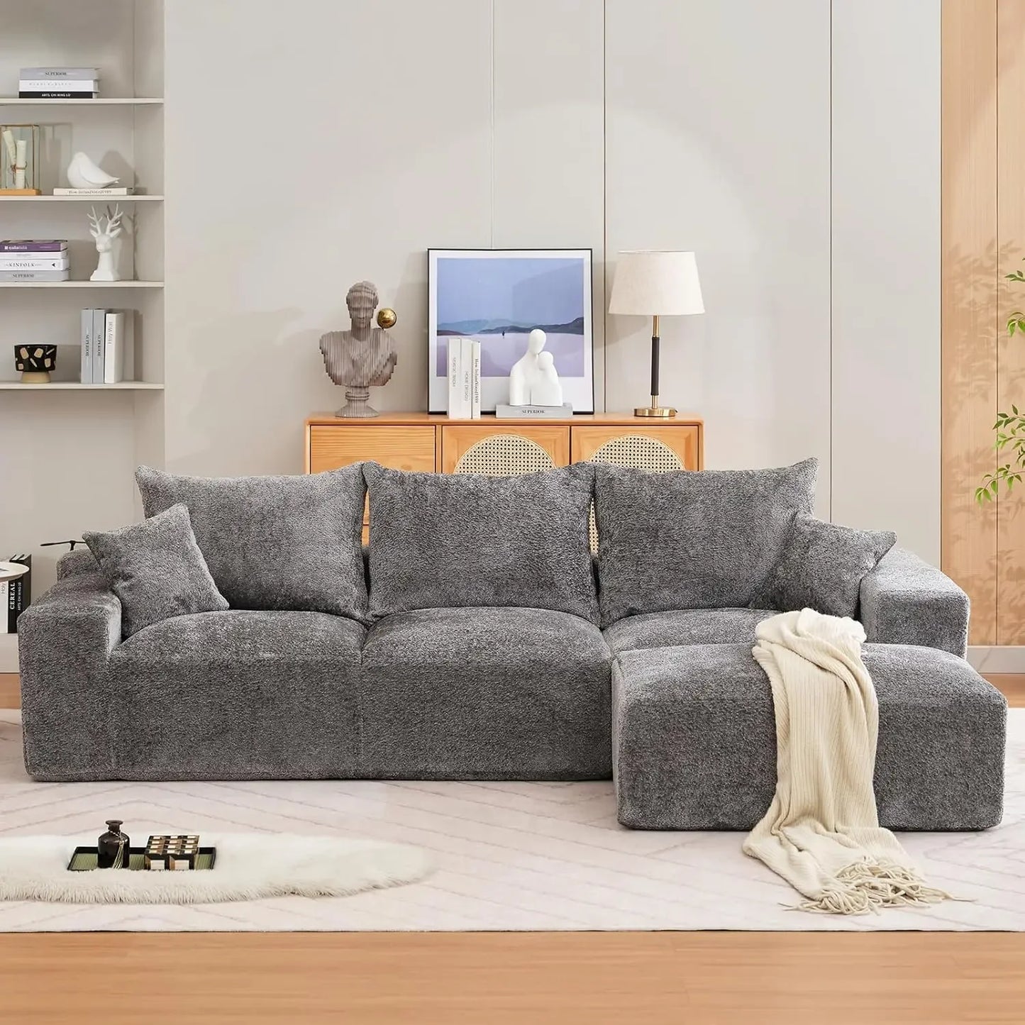 Luxury-Style 110" Modular Sectional Sofa – L-Shaped Cloud Couch with Chaise Lounge, Boneless Deep Seat Sofa for Living Room