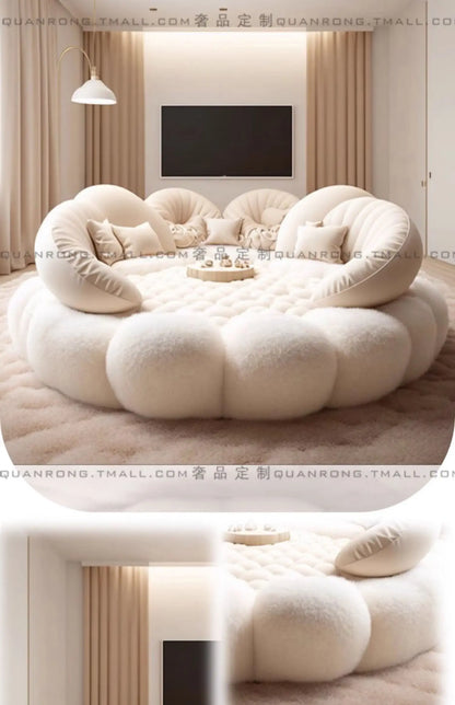 Round Aesthetics Soft Bed Frame European Full Master Bedroom Hotel Create Bed King Size Fashionable Modern Cama Casal Furniture