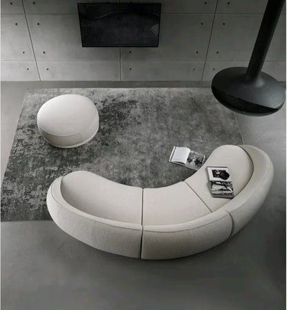 Sili Style Living Room Moon Faux Leather Fabric Nordic Designer Semi-Arc Light Luxury Cashew Curved Sofa living room furniture