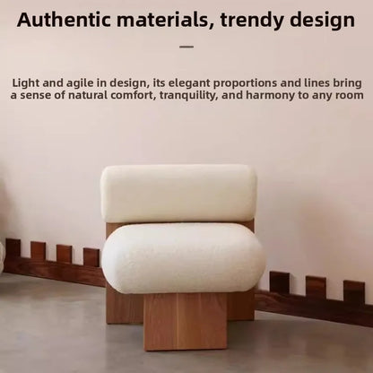 Wabi Sabi Style Single Sofa Chair, Casual Designer, Small-sized Solid Wood Hotel, Homestay, Living Room, Balcony, Single Chair