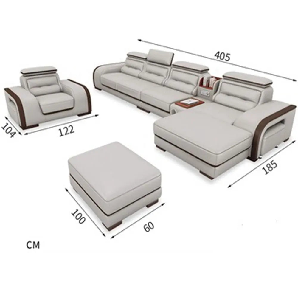 Modern Genuine Leather L Sofa Luxury Genuine Leather Sofa Set Furniture Living Room Couch
