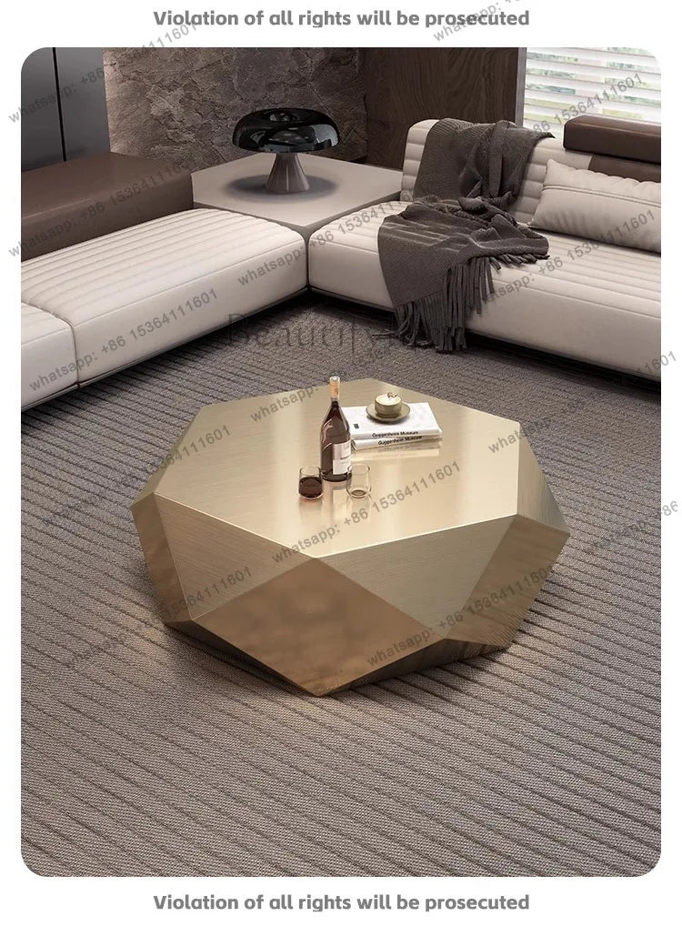 yj9 Golden diamond coffee table advanced sense modern simplicity special-shaped light luxury living room home Italian minimalist
