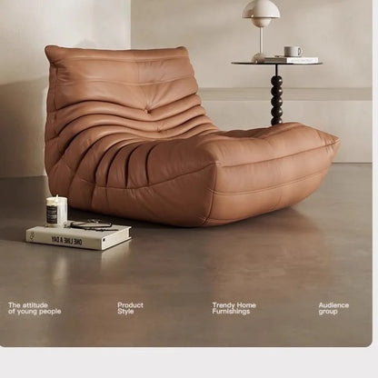 Floor Sofa Leather Lounge Chair Modern Single Lazy Sofa Ergonomic Armless Accent Chair for Living Room Bedroom Balcony