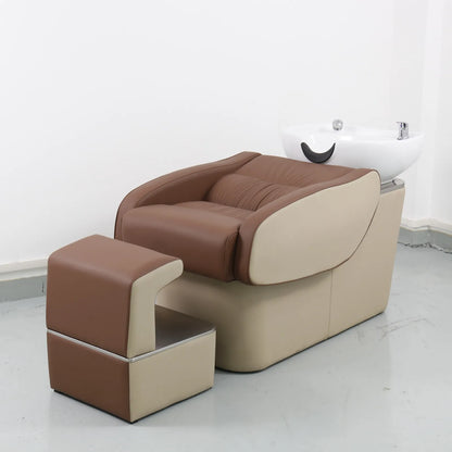 Fuying High Quality PU Leather Modern Shampoo Chair Hair Washing Bed for Beauty Salons Barber Shops Spa Bathroom Use