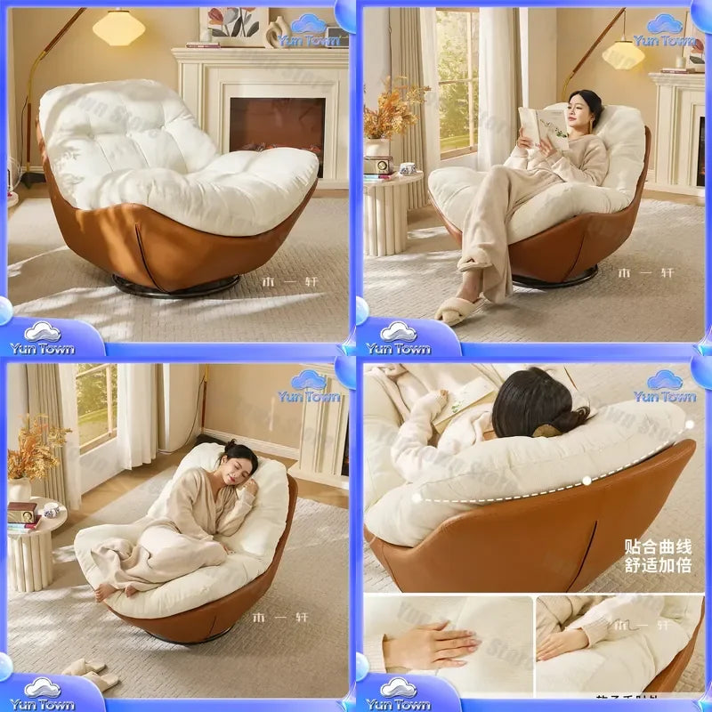 Medieval Style Rotating Nest Chair for Living Room Balcony Home Decor Luxury Fabric Lazy Leisure Single Sofa Chair