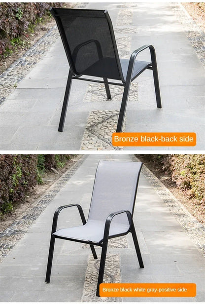 Outdoor Beach Chairs Outdoor Courtyard Balcony Waterproof and Sunscreen Iron Chair Outdoor Furniture Home Leisure Back Armchairs