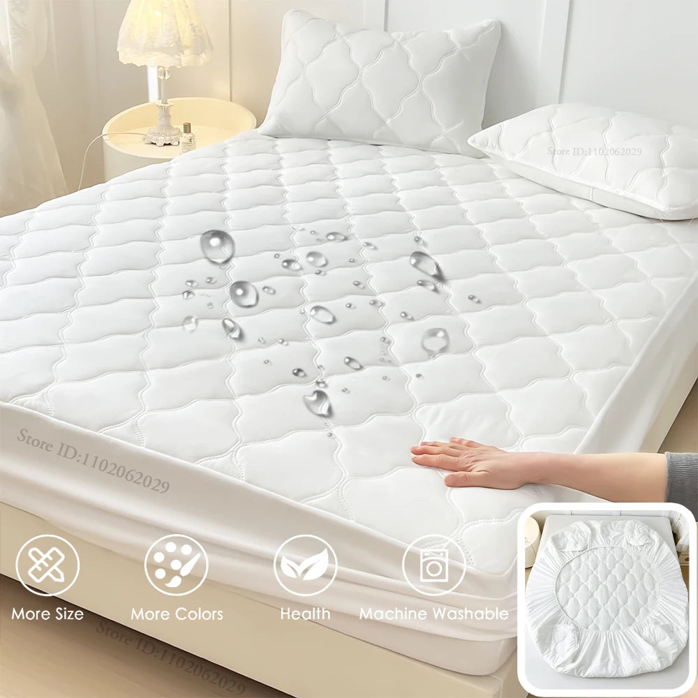 Fitted Bed Sheet Protector Breathable Waterproof Bedspreads Cover Anti-mite Anti-bacterial
