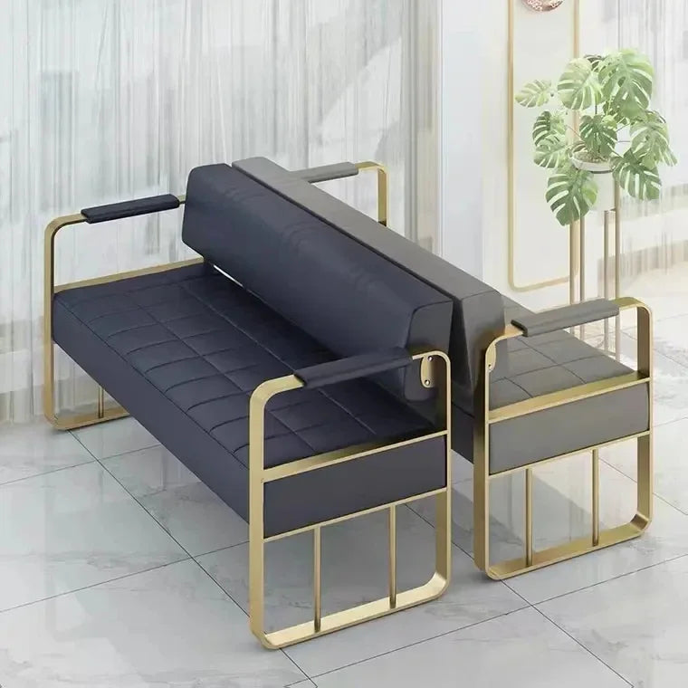 -Good Beauty Salon Station Waiting Sofa Barber Shop Reception Couch Leather Waiting Chair