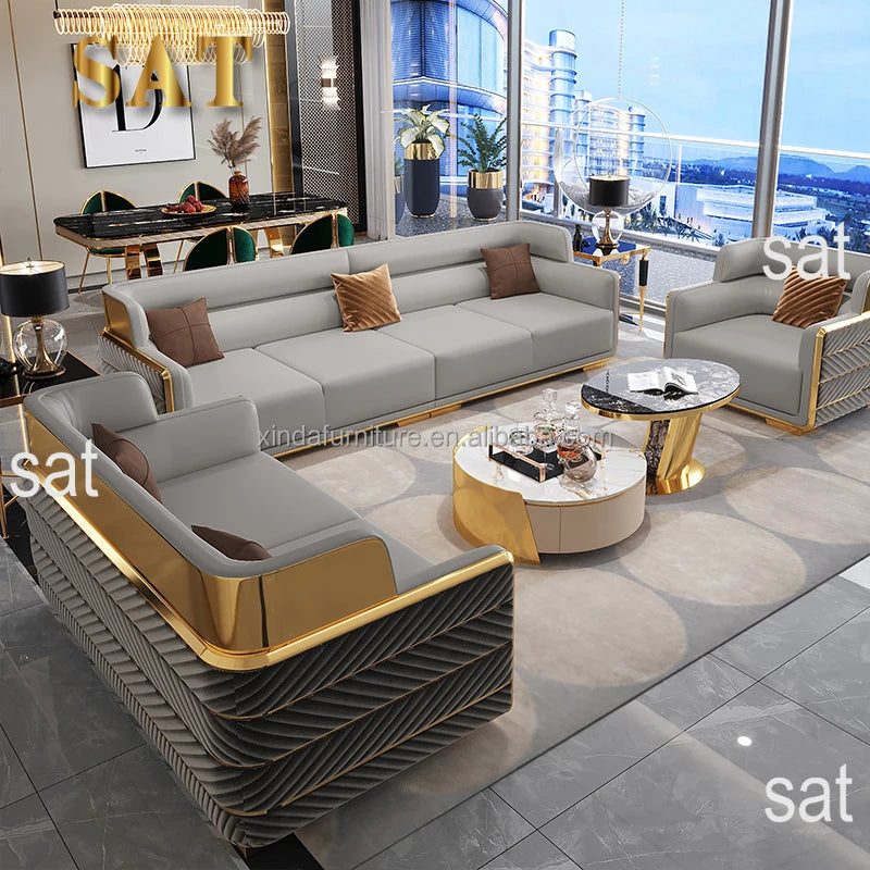 # Decor Sofas Set Real Leather Sectional Beige Sofa Living Room Luxury Contemporary Modern Leather Sofa In Leather