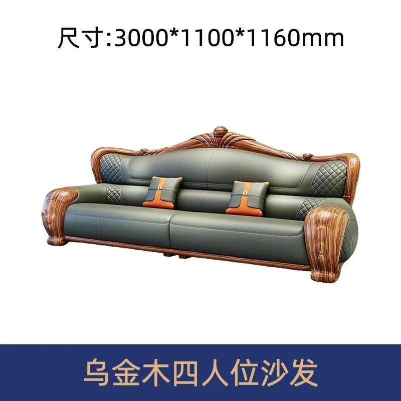 European-style villa, luxury ebony wood, leather art sofa
