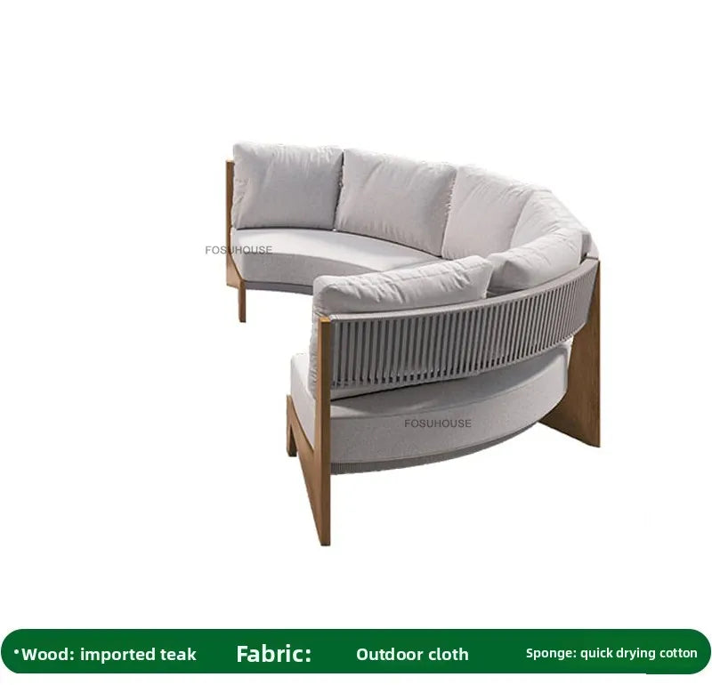 Designer Round Outdoor Sofas Combination Nordic Solid Wood Open-air Lounge Chair Home Patio Furniture Leisure Garden Sofa Chair
