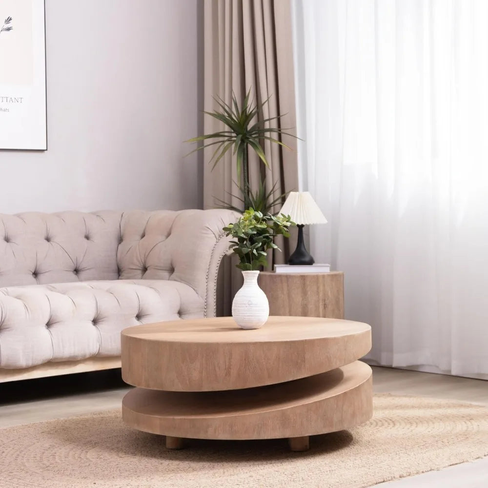 Modern Round Wood Coffee Table – 31.3