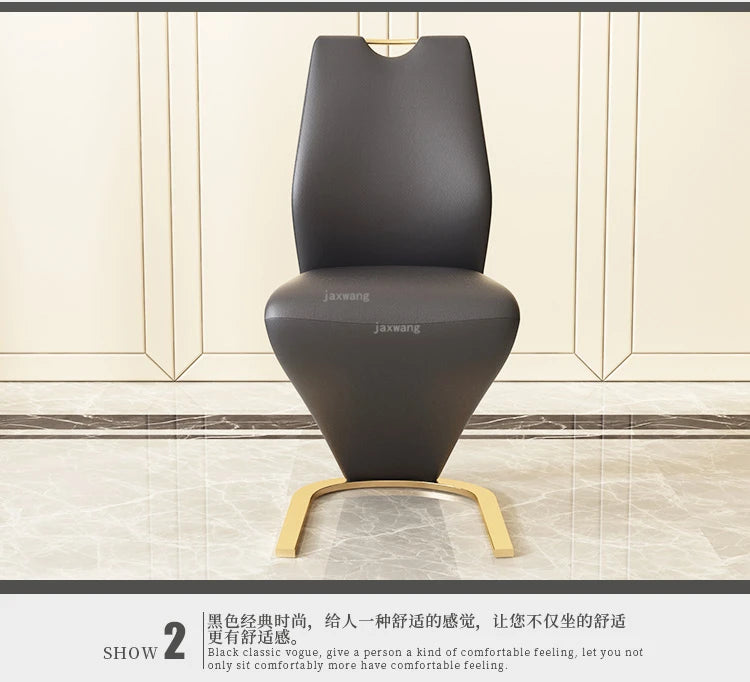 Nordic Stainless Steel Dining Chairs 2pcs Modern Casual Leather Kitchen Furniture Dining Chair Home Backrest Negotiation Chair K
