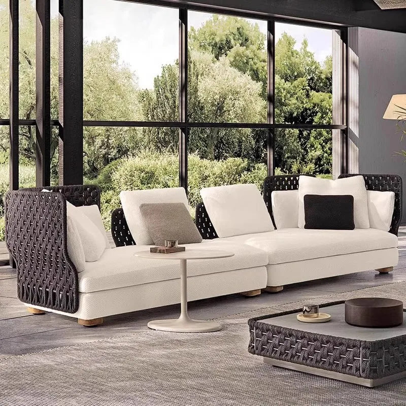 Homestay Outdoor Sofas Courtyard Leisure Balcony Garden Sofas Accent Wicker Woven Wicker Chair Furniture Arredo Giardino Lshysf