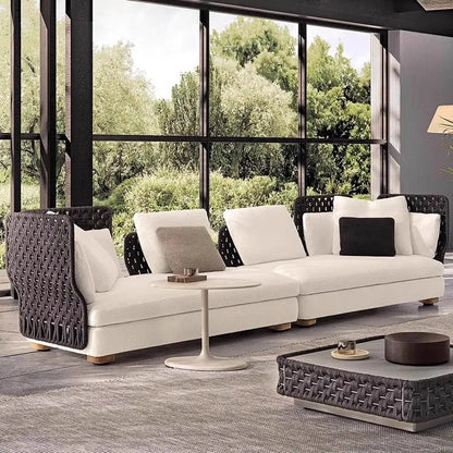 Homestay Outdoor Sofas Courtyard Leisure Balcony Garden Sofas Accent Wicker Woven Wicker Chair Furniture Arredo Giardino Lshysf