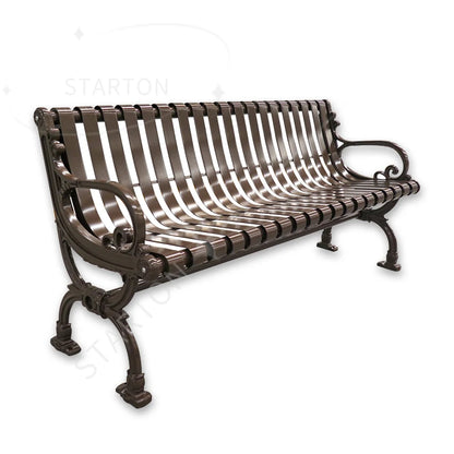 Public Outdoor Bench Steel Powder Coated Metal Resting Bench Outdoor Park Bench