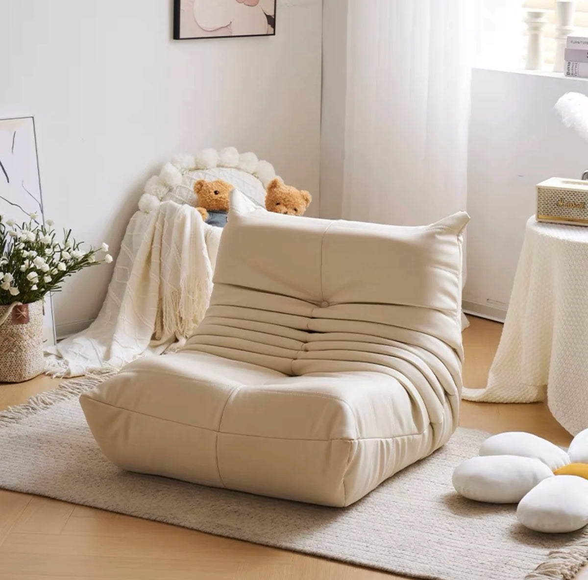 Single suede foam sofa armless floor sofa lazy sofa living room bedroom balcony lounge chair reading chair fireside chair