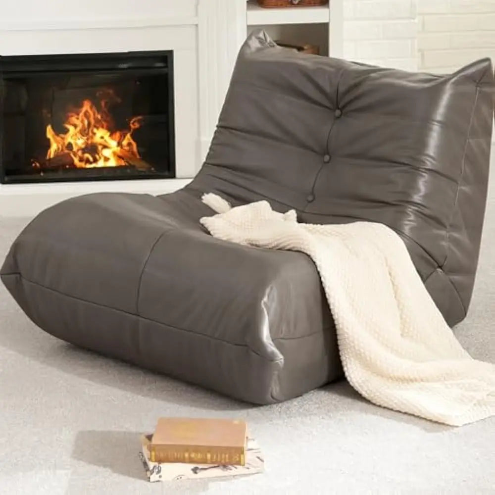living room sofas, Bean Bag Chair Lazy Floor Sofa, Memory Foam Fireside Sofa for Adults, Big Beanbag Faux Leather Armless Chair
