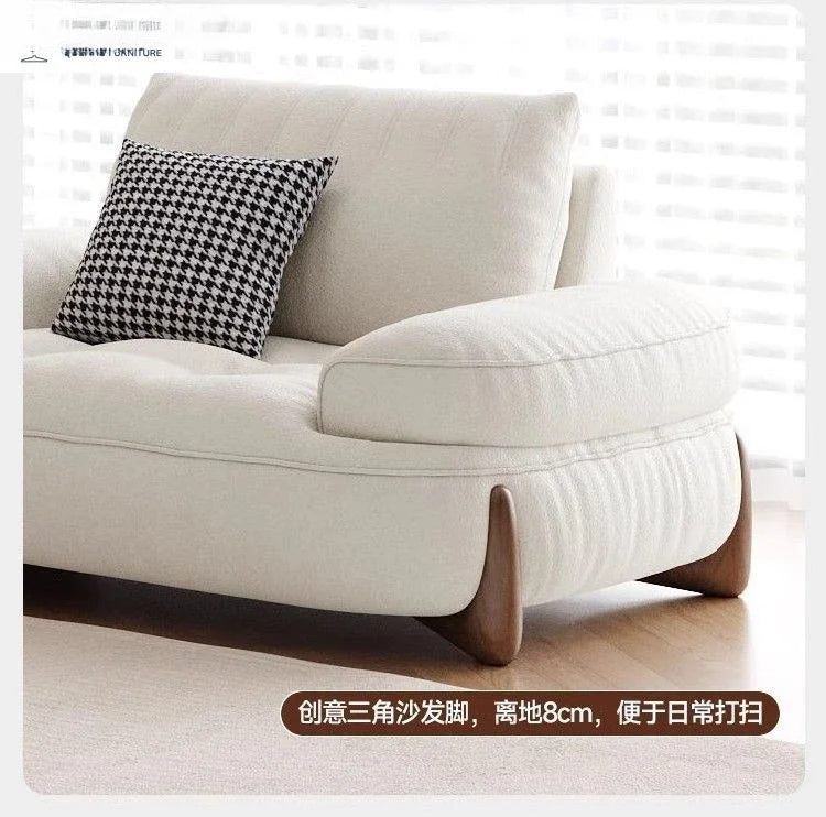 Cream style fabric sofa, modern light luxury living room small apartment sofa, cat claw cloth