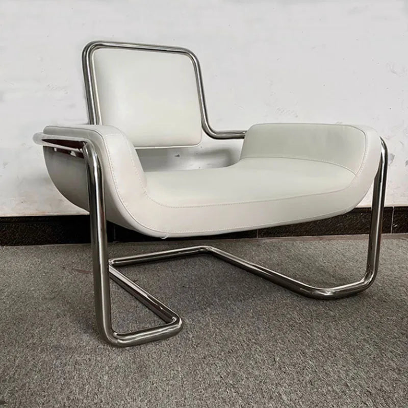 Nordic designer stainless steel embossed modeling stool balcony leisure chair personalized backrest sofa chair hotel lobby
