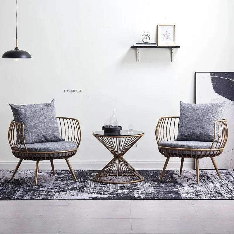 Living Room Furniture Bedroom Light Luxury Minimalist Single Sofa Chair Lounge Chair Nordic Wrought Iron Living Room Chairs