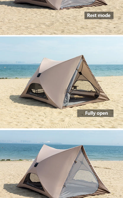 2-4 Person Camping Tent Quick Setup, Waterproof Windproof Sun Protection, Lightweight Portable for Beach Hiking, 210D Oxford