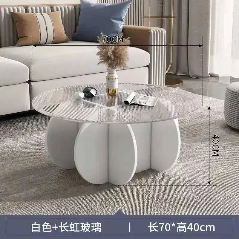 Table basse ronde en verre trempé résistant aux hautes températures, style luxe léger et créatif, stable, pour salon et maison