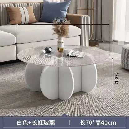 Table basse ronde en verre trempé résistant aux hautes températures, style luxe léger et créatif, stable, pour salon et maison
