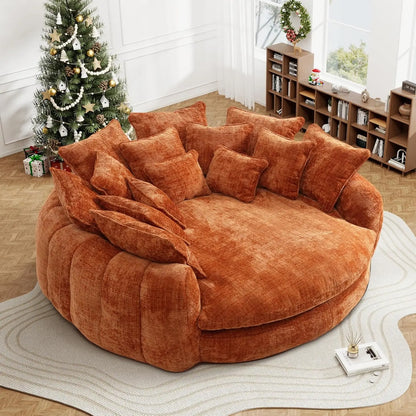 82'' Oversized Upholstered Sofa Bed, Round Chaise Lounge Chair Indoor, Modern Chenille Boneless Couch, No Assembly Required