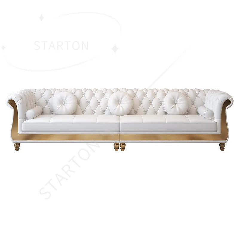 Luxury Nordic Style Living Room Furniture Sofas Sets With Button Tufted Nappa Leather 1-4 Seats Sofa for Home Hotel Apartment
