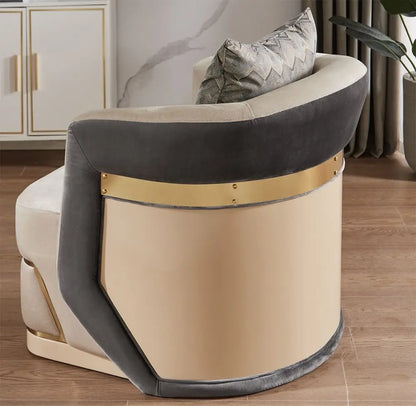 Ensemble de canapé de salon rembourré en velours, moderne et luxueux, ceinture en acier inoxydable, bouton de décoration, maison, Villa