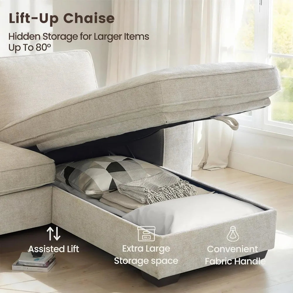 102" Convertible Sectional Sofa Couch with Chaise Storage, Modern L-Shaped Reversible Design, Comfortable Chenille Fabric