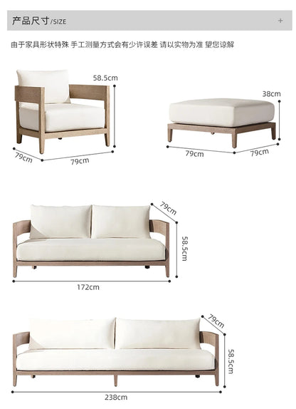 Italian Style Simplicity Waterproof and Sunscreen Garden Sofas Teak Modern Garden Sofas Designer Outdoor Furniture Divano HBOS