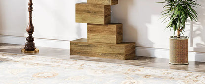 Tribesigns 42.5" Farmhouse Console Table, Narrow Wood Sofa Table Behind Couch with Geometric Base, Industrial Entryway Accent Ta