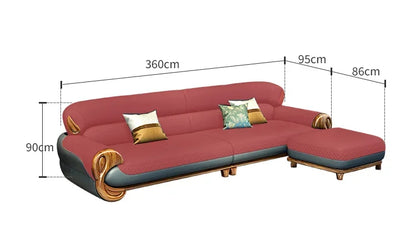 Ebony leather sofa new Chinese modern light luxury high-end small apartment straight row  FT