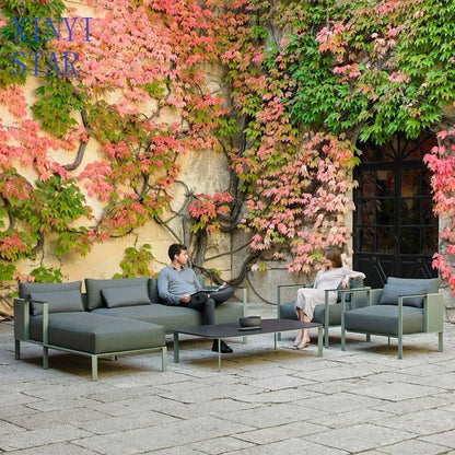 Outdoor stainless steel sofa Hotel sales office Terrace Dining table and chairs