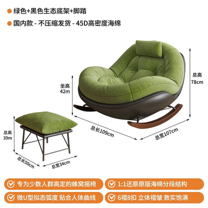 Modern Teddy Fleece Rocking Chair Upholstered Leisure Rocker Lounge Chair For Living Room Bedroom Balcony