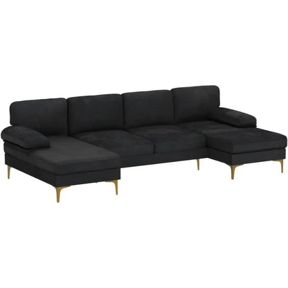 121 Inch Cloud Couch Comfortable Modular Sectional Sofa For Living Room Modern Linen 3-seat Convertible Loveseat Sofa Apartment