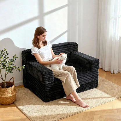 Sofa Bed,Convertible Sofa Bed with Armrest Foldable Sleeper Chair, Portable Folding 4in1 Floor Sofa with Convertible Lounge Chai