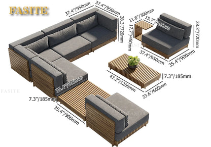 modern luxury extra deep conversation burma modular sectional teak patio outdoor furniture set