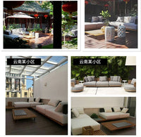 Solid Wood Rattan Sofa Home Leisure Patio Furniture B&B Villa Nordic Sofa Chair Combination Luxury Outdoor Garden Furniture Sets