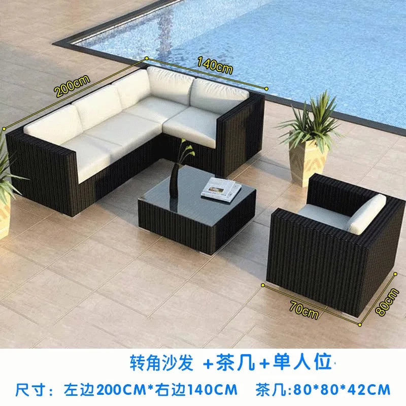 Outdoor sofa combination courtyard garden balcony rattan table and chairs terrace waterproof and sun protection outdoor