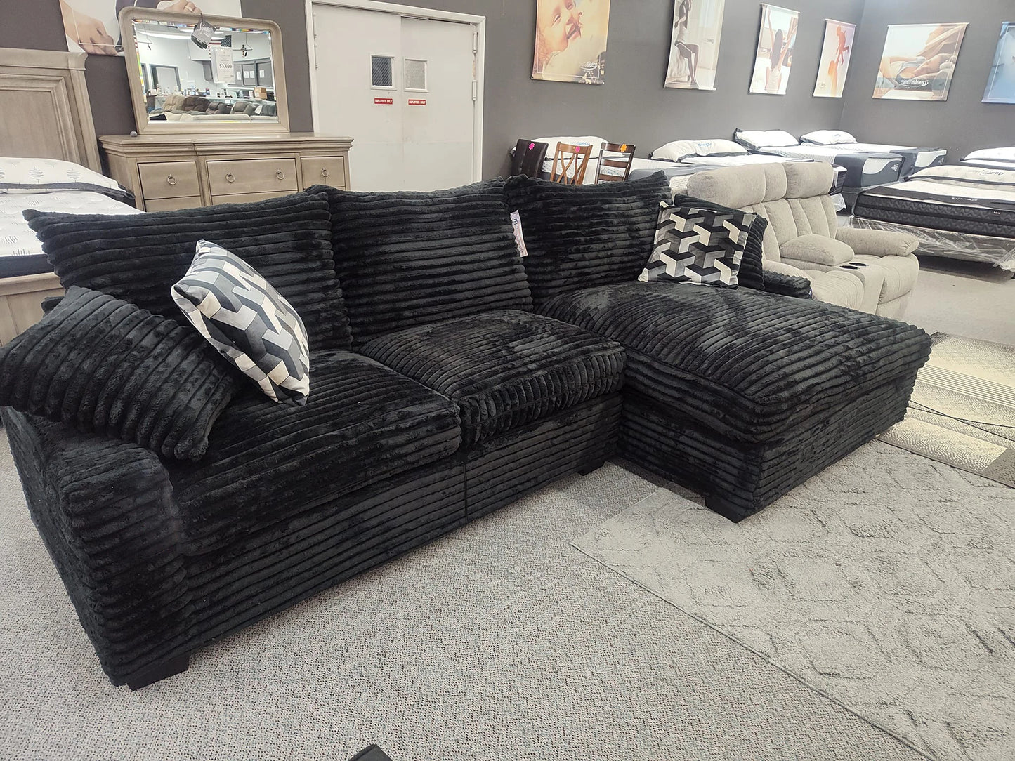 Custom ATUNUS American Thick Striped Corduroy Plush Modular Sectional Sofa Couch Set Compression Fabric Living Room Sofa