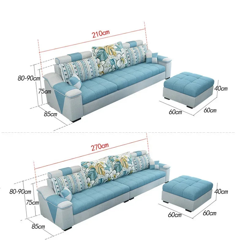 small apartment simple modern living room removable and washable corner three seat fabric sofa