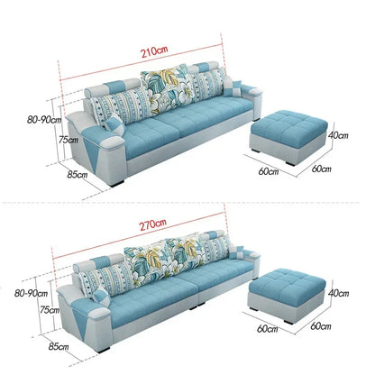 small apartment simple modern living room removable and washable corner three seat fabric sofa