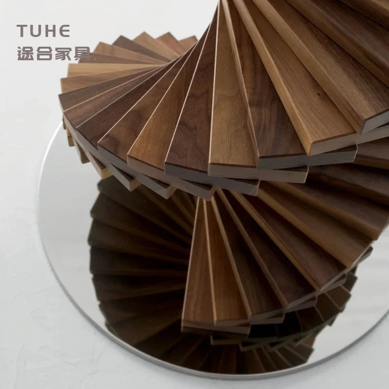 Italian Style Solid Wood Dining Table Light Luxury Curved Round Table Tempered Glass Living Room Hotel Personalized Dining Table