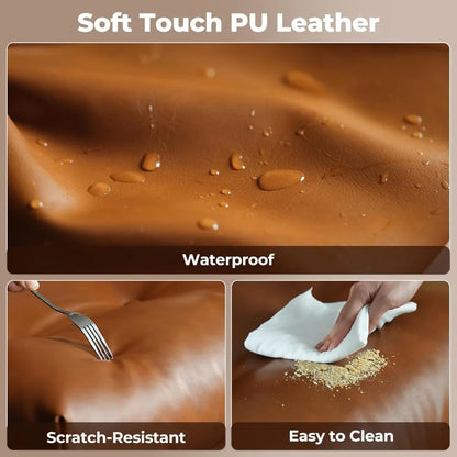 ovios Ergonomic Home Office Chair, Mid-Century Modern Faux Leather Chairs with Thickened Cushions, Comfy High Back Swivel Rollin